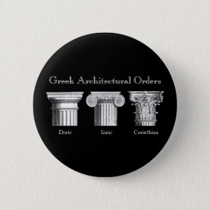 Greek Architectural Orders: Column Capitals 6 Cm Round Badge