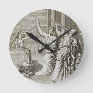 Greek Astronomer Studying the Stars, illustration Round Clock