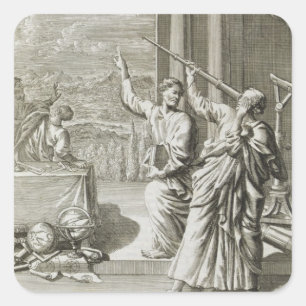 Greek Astronomer Studying the Stars, illustration Square Sticker