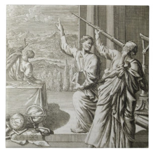 Greek Astronomer Studying the Stars, illustration Tile