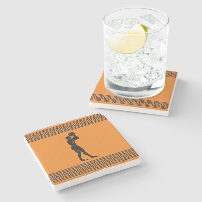 Greek Athletes - Basketball Player Orange Stone Coaster (Side)