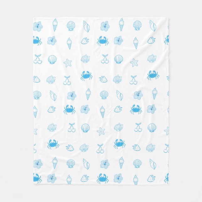 Greek Beach Minimalist Fleece Blanket (Front)