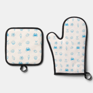  Greek Beach Minimalist Oven Mitt & Pot Holder Set