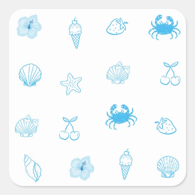 Greek Beach Minimalist Square Sticker (Front)