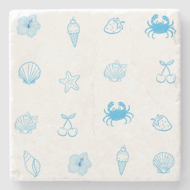 Greek Beach Minimalist Stone Coaster (Front)