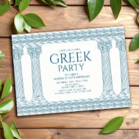 Greek Birthday Party with elegant blue columns