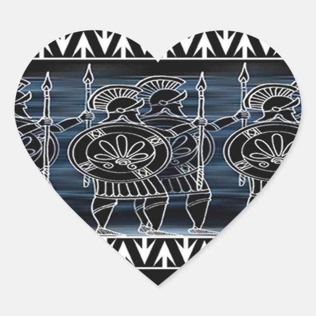 Greek Black Figure Troop Heart Sticker (Front)