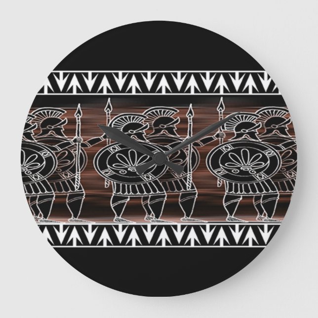 Greek Black Figure Troop Large Clock (Front)