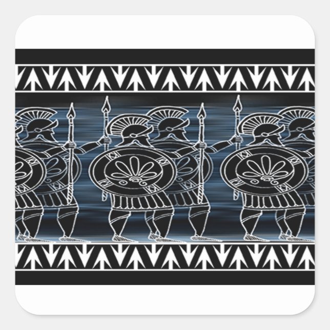 Greek Black Figure Troop Square Sticker (Front)