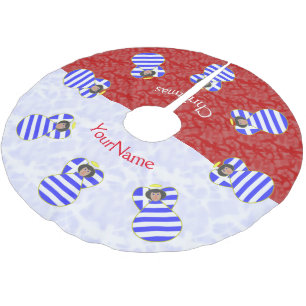 Greek Black Hair Angel Red White Personalised Text Brushed Polyester Tree Skirt