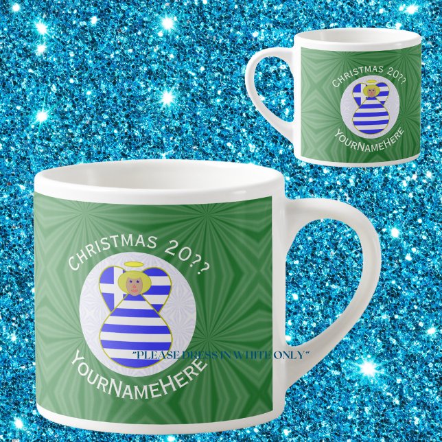 Greek Blonde Angel Christmas Flag Personalised  Espresso Cup (Creator Uploaded)