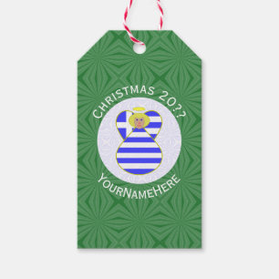 Greek Blonde Angel Christmas Flag Personalised  Gift Tags