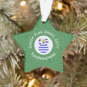 Greek Blonde Angel Christmas Flag Personalised  Ornament