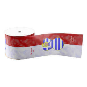 Greek Blonde Angel Flag Red and White Personalised Grosgrain Ribbon