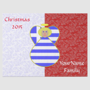 Greek Blonde Angel Flag Red and White Personalised Tissue Paper