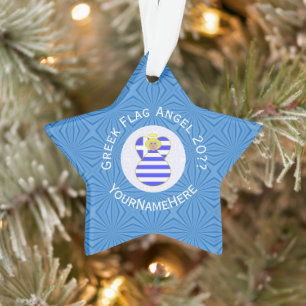 Greek Blonde Angel Hanukkah Flag Personalised  Ornament