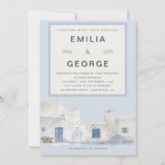 Greek Blue Destination Wedding | Elegant Invitation
