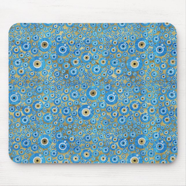 Greek Blue Glass Evil Eye Amulet Mouse Mat (Front)