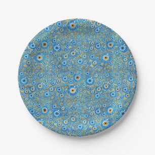 Greek Blue Glass Evil Eye Amulet Paper Plate