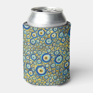 Greek Blue Glass Evil Eye Amulet Pattern Can Cooler
