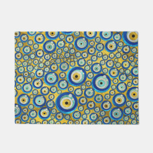 Greek Blue Glass Evil Eye Amulet Pattern Doormat