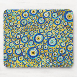 Greek Blue Glass Evil Eye Amulet Pattern Mouse Mat