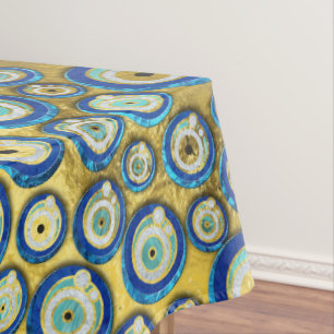 Greek Blue Glass Evil Eye Amulet Pattern Tablecloth