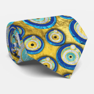 Greek Blue Glass Evil Eye Amulet Pattern Tie
