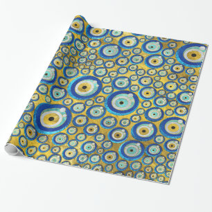 Greek Blue Glass Evil Eye Amulet Pattern Wrapping Paper