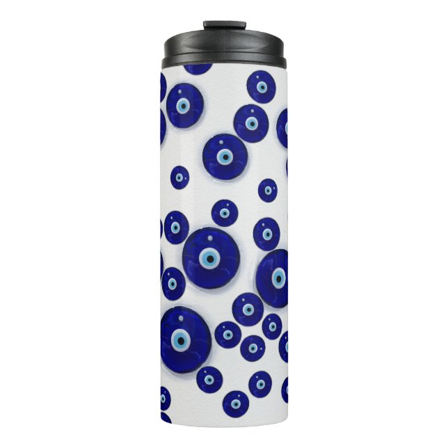 Greek Blue Glass Evil Eye Amulet Thermal Tumbler (Front)