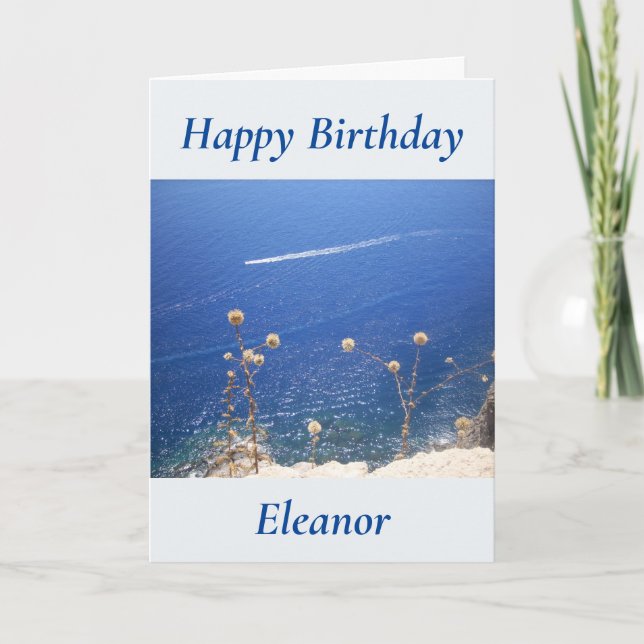 Greek Blue Sea Birthday Card (Front)