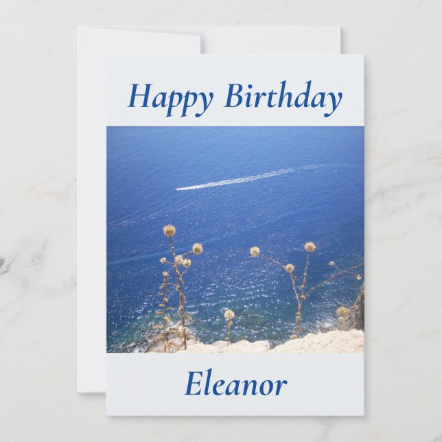 Greek Blue Sea Flat Birthday Card (Front)