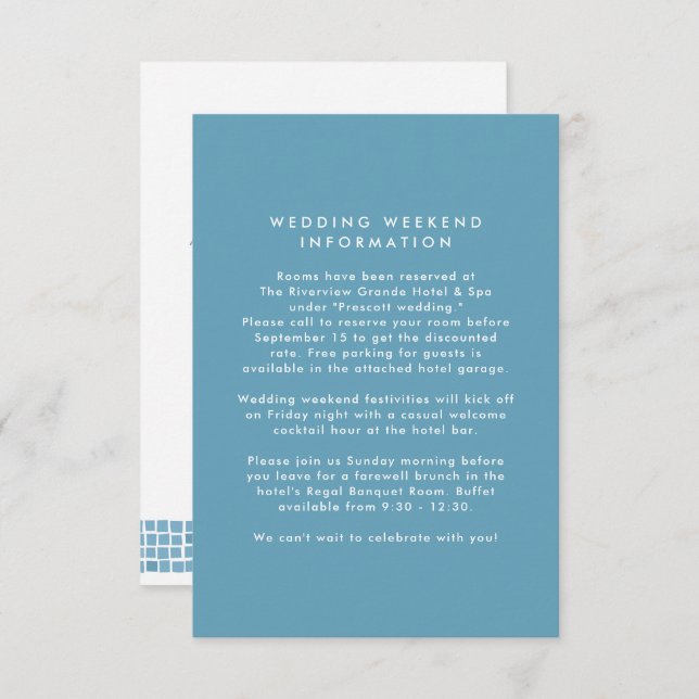 Greek blue tile frame simple destination wedding enclosure card (Front/Back)