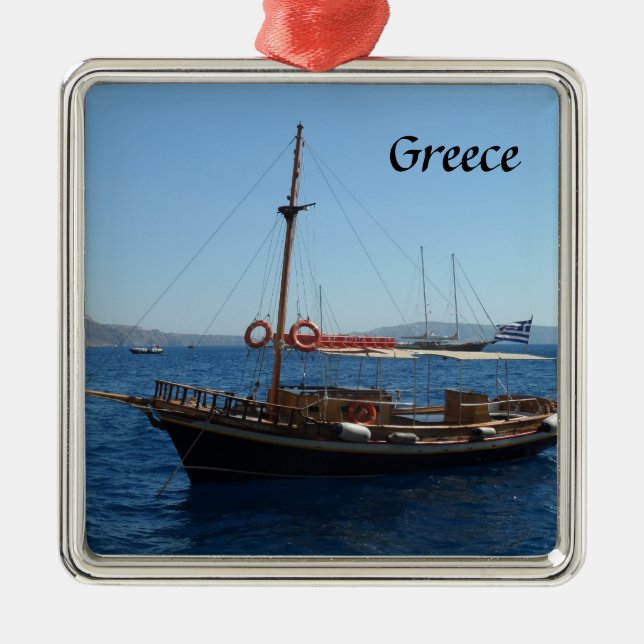 Greek Boat Metal Tree Decoration (Front)