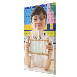 Greek boy holding rack of test tubes canvas print