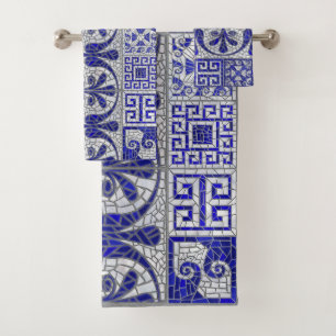 Greek Broken Tile Mosaic Art  Bath Towel Set