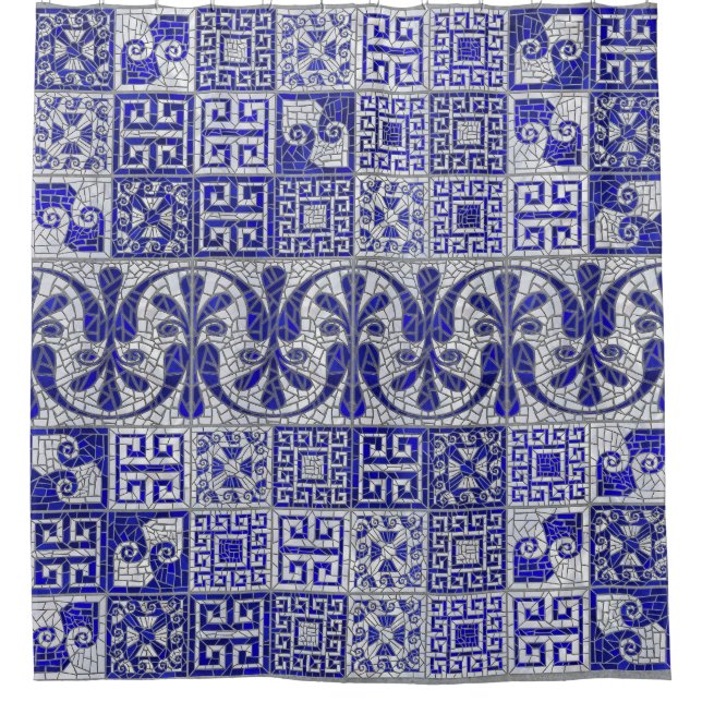 Greek Broken Tile Mosaic Art  Shower Curtain (Front)
