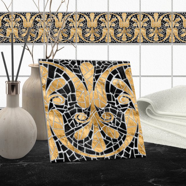 Greek Broken Tile Mosaic Black and gold (Creator Uploaded)