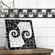 Greek Broken Tile Mosaic Black Marble