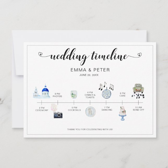 Greek Church Wedding Day Timeline  Program (Front)