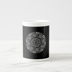 Greek Circle Motif Bone China Mug