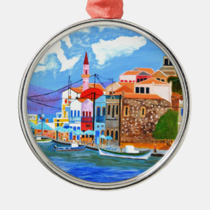 Greek coast metal tree decoration