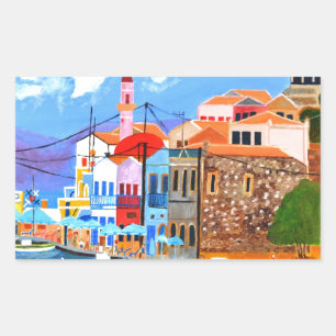 Greek coast rectangular sticker