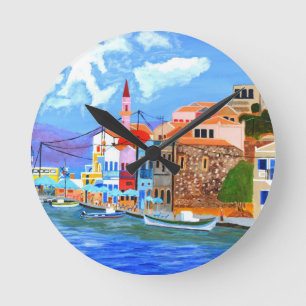 Greek coast round clock