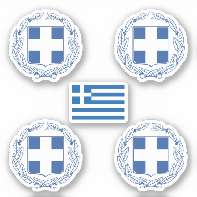 Greek coat of arms and flag Sticker (Front)