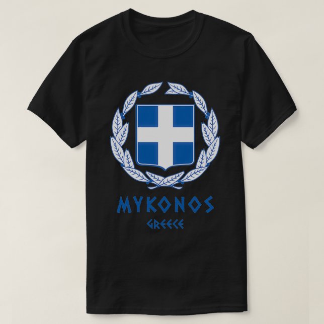 Greek Coat of Arms  Mykonos Greece  T-Shirt (Design Front)