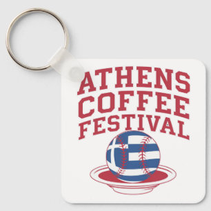 Greek Coffee Baseball Logo Key Ring