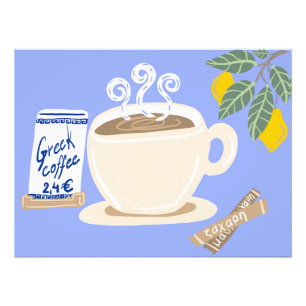 Greek Coffee & Lemon Branch Mediterranean Poster
