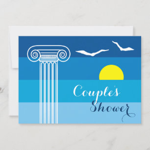 Greek column & seagulls wedding couples shower invitation