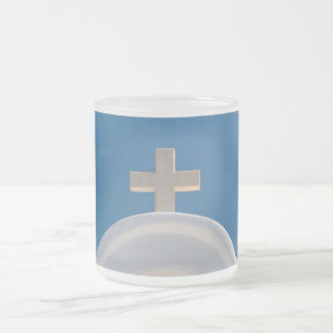 Greek Cross Frosted Glass Coffee Mug